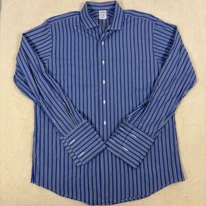 Brooks Brothers Egyptian Cotton Dress Shirt Men' s 17-35 Blue Striped USA Made